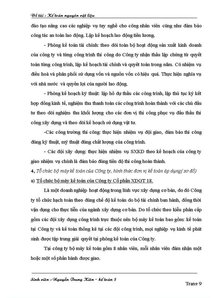 image for page Kế toán nguyên vật liệu tại Công ty cổ phần xây dựng giao thông 18