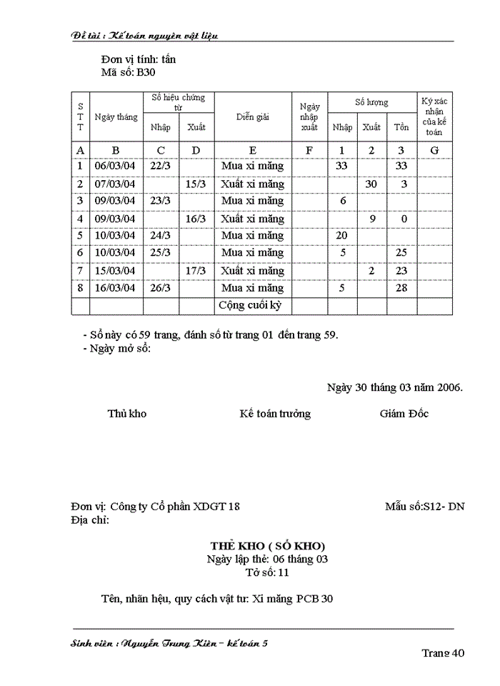 image for page Kế toán nguyên vật liệu tại Công ty cổ phần xây dựng giao thông 18