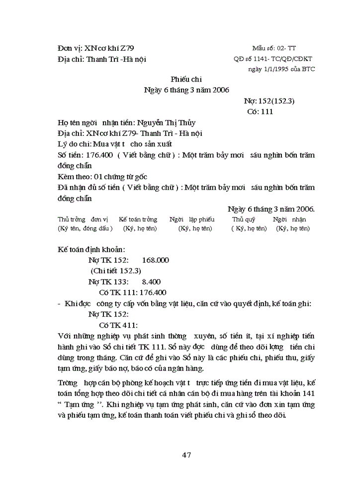 image for page Vận dụng chuẩn mực kế toán để hoàn thiện phương pháp kế toán nguyên vật liệu tại Xí nghiệp Cơ khí  Z79