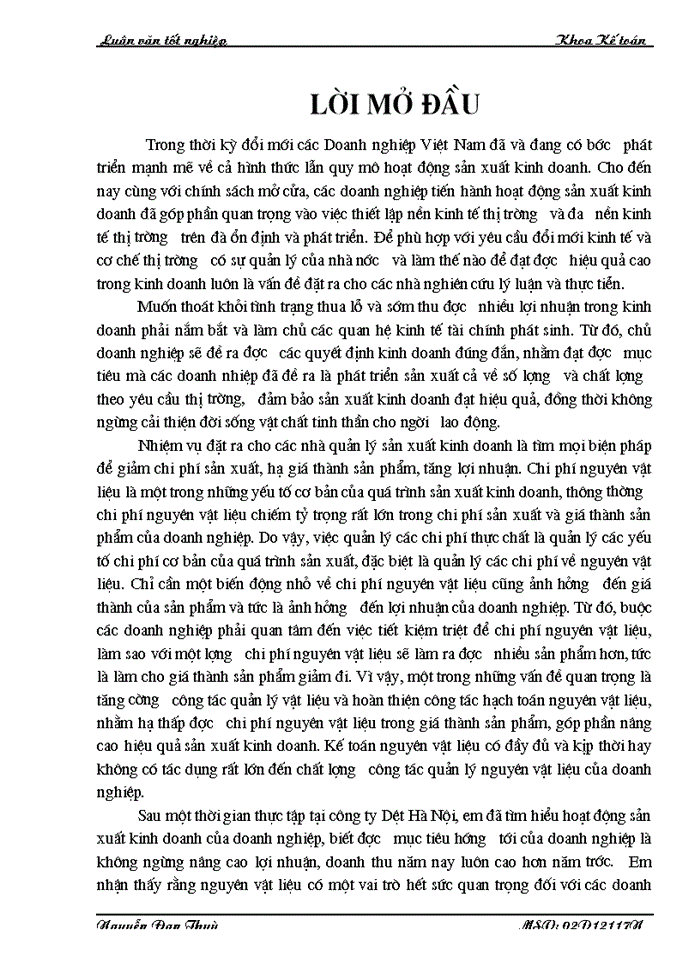 image for page Thực trạng tổ chức công tác kế toán nguyên vật liệu tại công ty dệt may Hà Nội