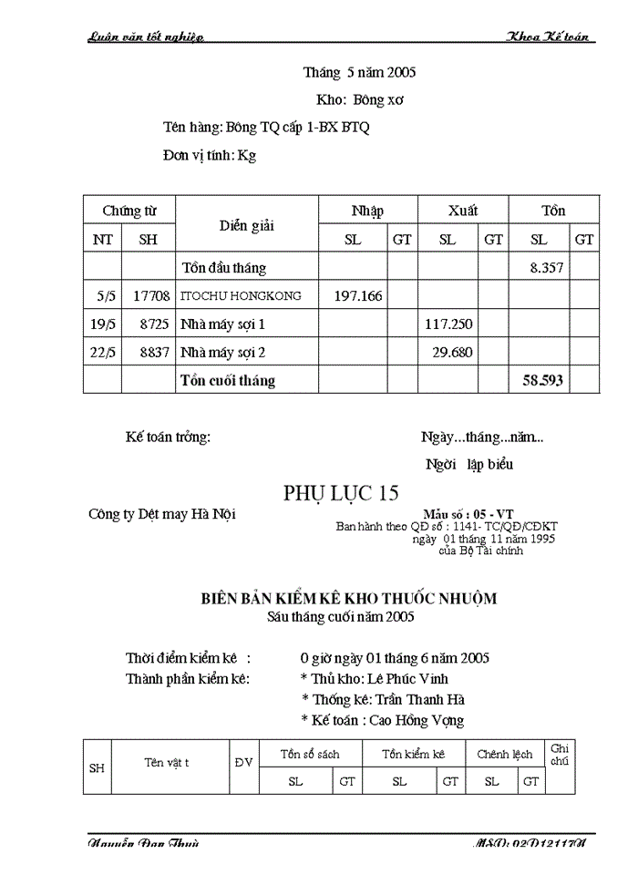 image for page Thực trạng tổ chức công tác kế toán nguyên vật liệu tại công ty dệt may Hà Nội