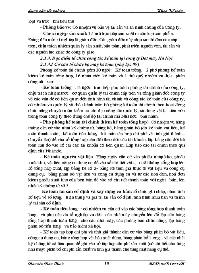 image for page Thực trạng tổ chức công tác kế toán nguyên vật liệu tại công ty dệt may Hà Nội