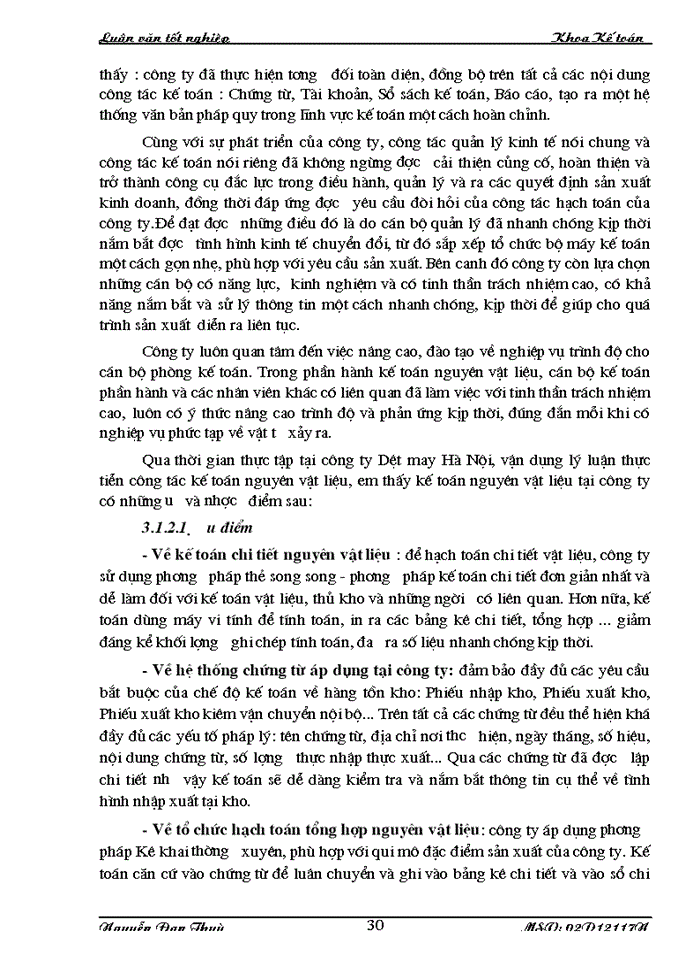 image for page Thực trạng tổ chức công tác kế toán nguyên vật liệu tại công ty dệt may Hà Nội