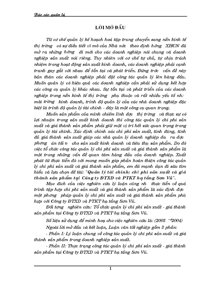 image for page Quản lý tài chính: chi phí sản xuất và giá thành sản phẩm tại Công ty ĐTXD và PTKT hạ tầng Sơn Vũ