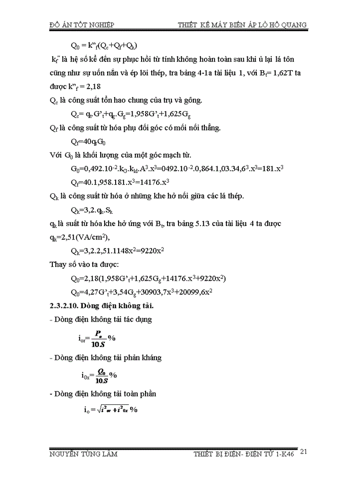image for page Thiết kế máy biến áp dùng cho lò hồ quang luyện thép với công suất của máy biến áp là 10.000 KVA