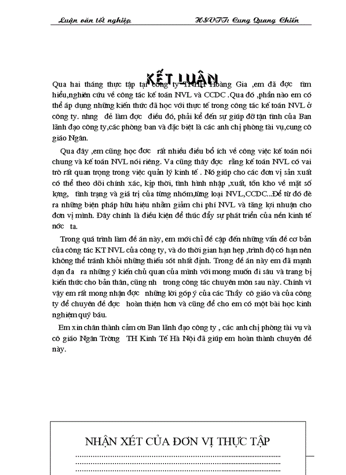 image for page Thực tế công tác kế toán nguyên liệu vật liệu và công cụ dụng cụ tại công ty TNHH SX&DV Thương Mại Hoàng Gia