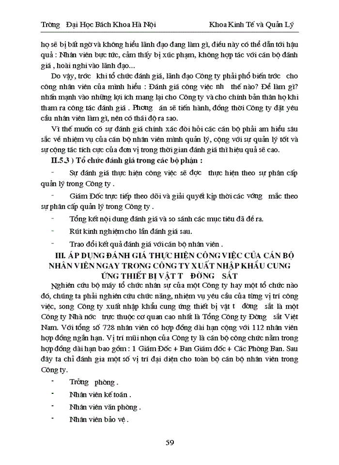 image for page Nghiên cứu và xây dựng chỉ tiêu đánh giá thực hiện công việc cho một số vị trí điển hình của cán bộ nhân viên ở Công ty xuất nhập khẩu cung ứng thiết bị vật tư đường sắt