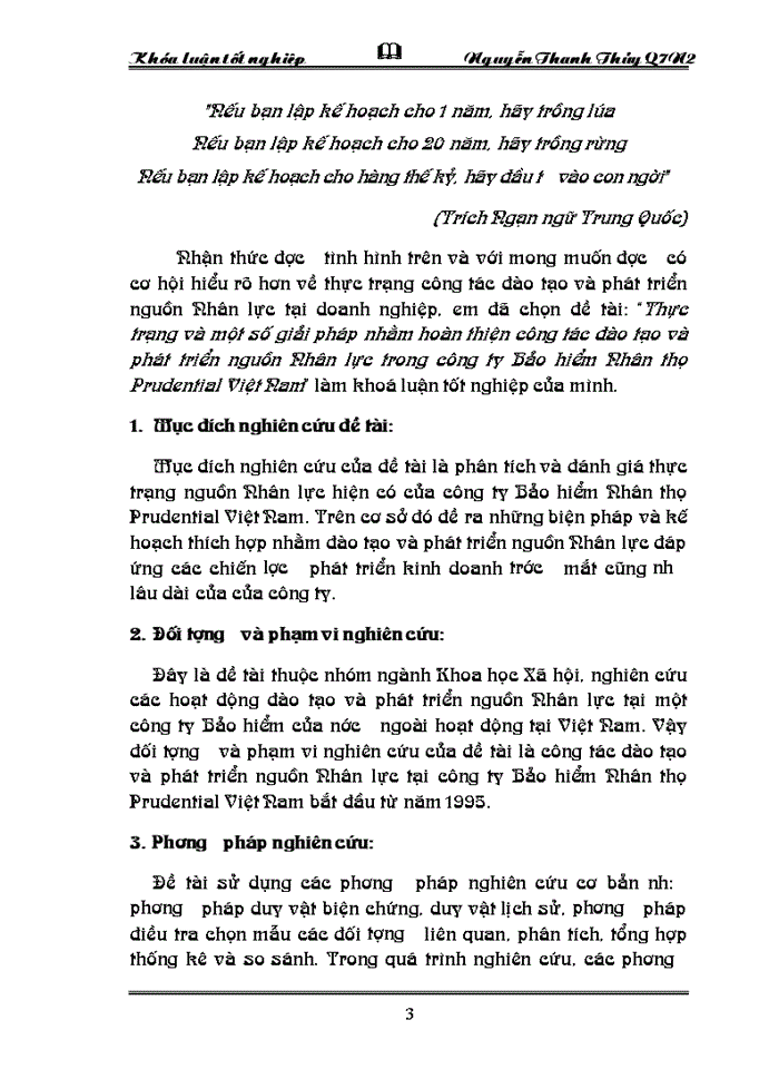 phân tích và đánh giá thực trạng nguồn Nhân lực hiện có của công ty Bảo hiểm Nhân thọ Prudential Việt Nam