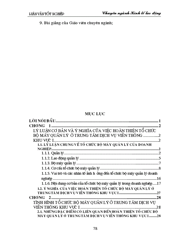 image for page Hoàn thiện tổ chức bộ máy quản lý ở Trung tâm dịch vụ viễn thông khu vực I