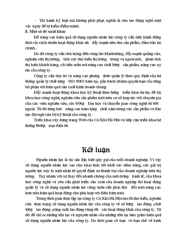 image for page Phân tích thực trạng nhằm nâng cao hiệu quả sử dụng nguồn nhân lực tại công ty TNHHNN một thành viên Cơ Khí Hà Nội