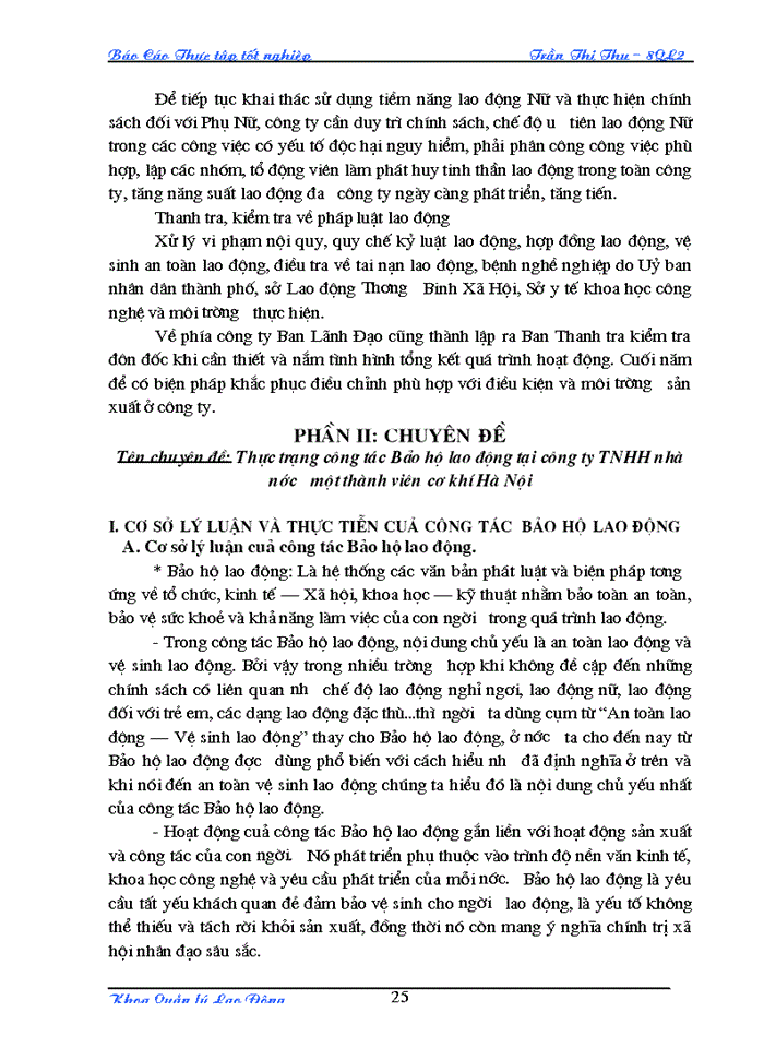 image for page Tìm hiểu về thực trạng công tác Bảo hộ lao động trong Công ty TNHH nhà nước một thành viên Cơ khí Hà Nội