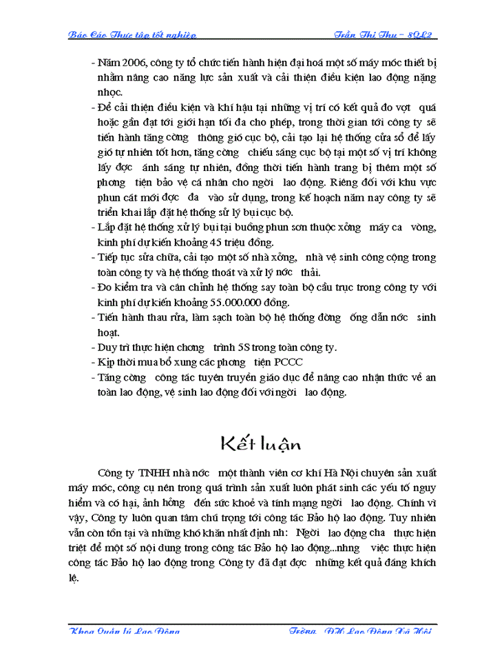 image for page Tìm hiểu về thực trạng công tác Bảo hộ lao động trong Công ty TNHH nhà nước một thành viên Cơ khí Hà Nội