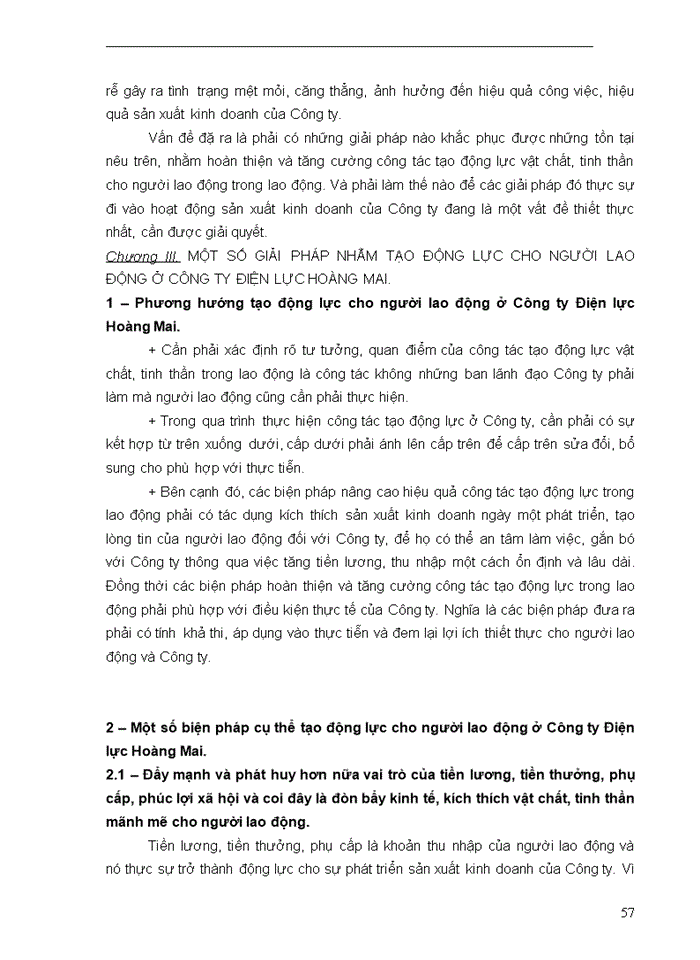 image for page Một số giải pháp nhằm tạo động lực cho người lao động tại Công ty Điện lực Hoàng Mai