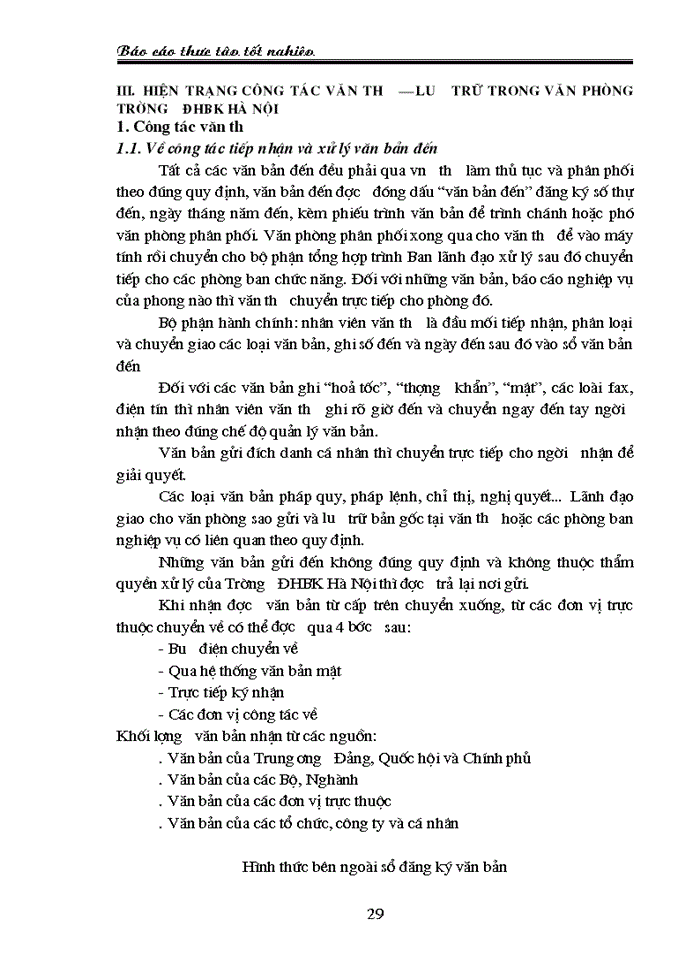 image for page Hoàn thiện công tác Văn thư – lưu trữ tại văn phòng Trường ĐHBK Hà Nội