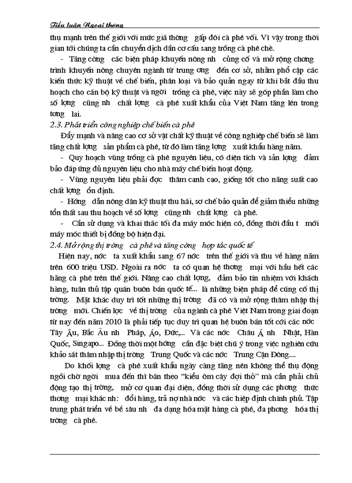 image for page Những giải pháp nhằm nâng cao hiệu quả hoạt động xuất khẩu cà phê của Việt Nam hiện nay