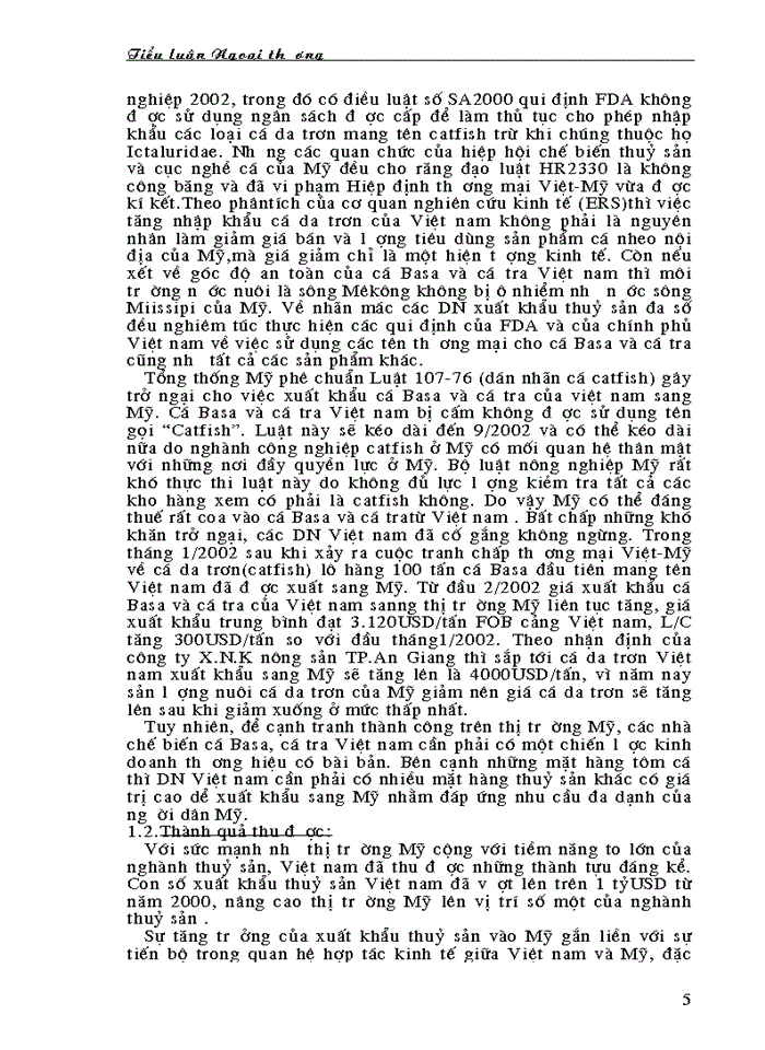 Xuất Khẩu Thuỷ Sản của Việt Nam Sang thị trường Mỹ những vấn đề đặt ra và giải Pháp Phát triển