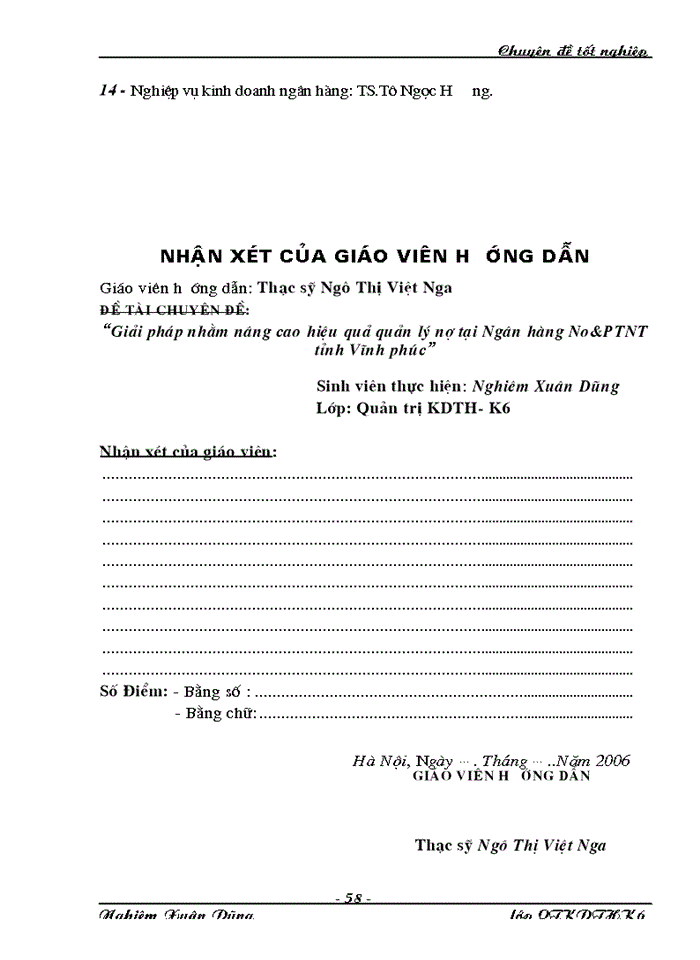 image for page Giải pháp nhằm nâng cao hiệu quả quản lý nợ tại ngân hàng no & ptnt tỉnh vĩnh phúc