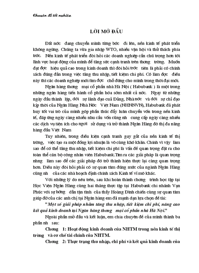 image for page Một số giải pháp nhằm tăng thu nhập, tiết kiệm chi phí, nâng cao kết quả kinh doanh tại Ngân hàng thương mại cổ phần nhà Hà Nội