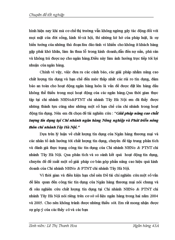 image for page Giải pháp nâng cao chất lượng tín dụng tại Chi nhánh ngân hàng Nông nghiệp và Phát triển nông thôn chi nhánh Tây Hà Nội