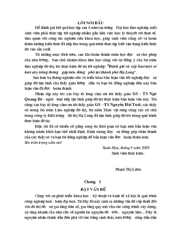 image for page Đánh giá và xếp loại một số loài cây trồng thường gặp trên đường phố tại thành phố Hạ Long