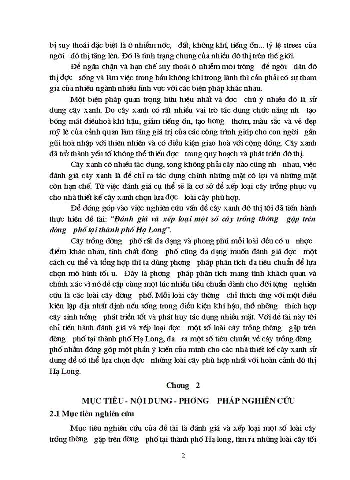 image for page Đánh giá và xếp loại một số loài cây trồng thường gặp trên đường phố tại thành phố Hạ Long