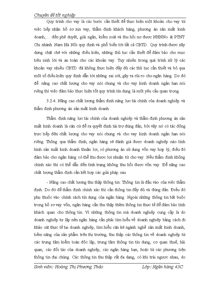 image for page Giải pháp nâng cao chất lượng cho vay kinh doanh ngắn hạn tại NHNo & PTNT Chi nhánh Nam Hà Nội