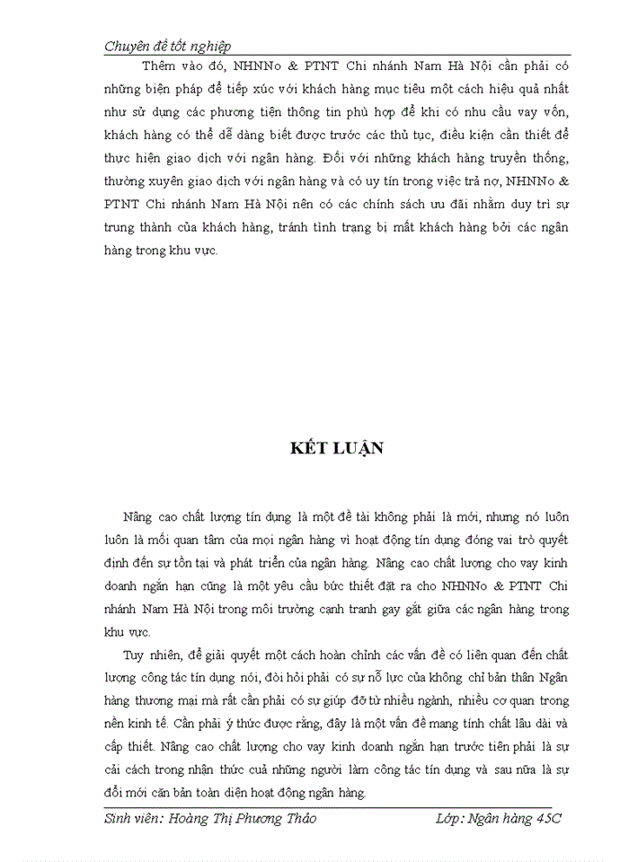 image for page Giải pháp nâng cao chất lượng cho vay kinh doanh ngắn hạn tại NHNo & PTNT Chi nhánh Nam Hà Nội