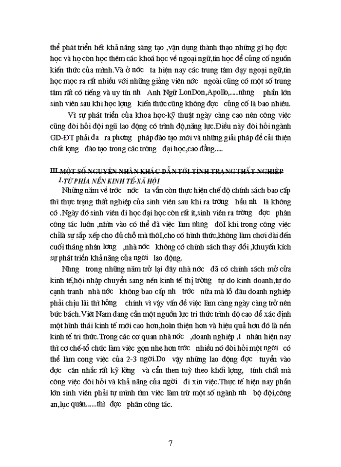 image for page Thực trạng và những nguyên nhân cơ bản của hiện tượng thất nghiệp của sinh viên sau khi ra trường