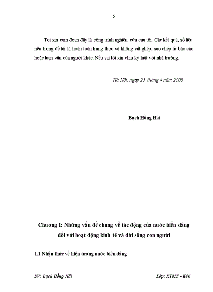 Phân tích ảnh hưởng của hiện tượng nước biển dâng tới hoạt động kinh tế và đời sống của người dân tại vùng ven biển Giao Thủy – Nam Định