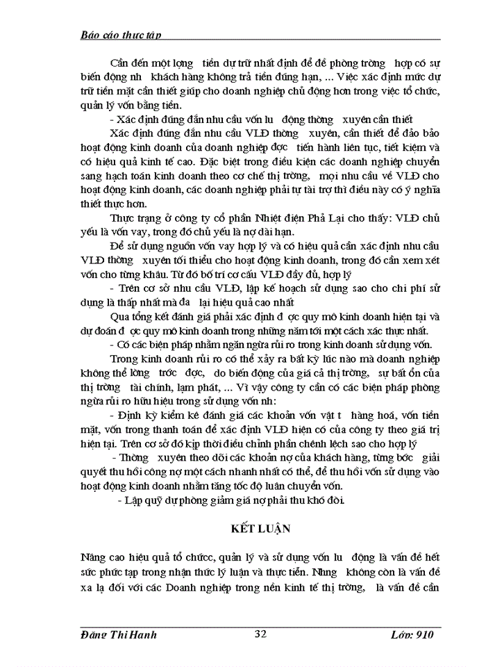 image for page Thực trạng quản lý và hiệu quả sử dụng vốn lưu động tại Công ty cổ phần Nhiệt điện Phả Lại