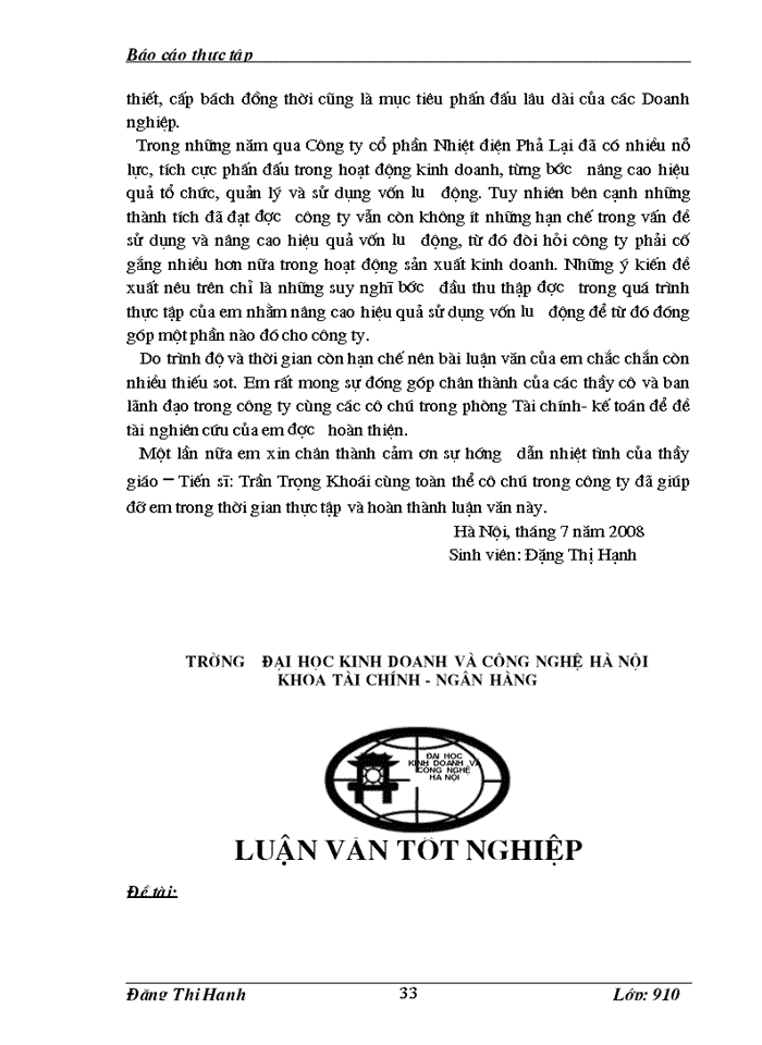 image for page Thực trạng quản lý và hiệu quả sử dụng vốn lưu động tại Công ty cổ phần Nhiệt điện Phả Lại