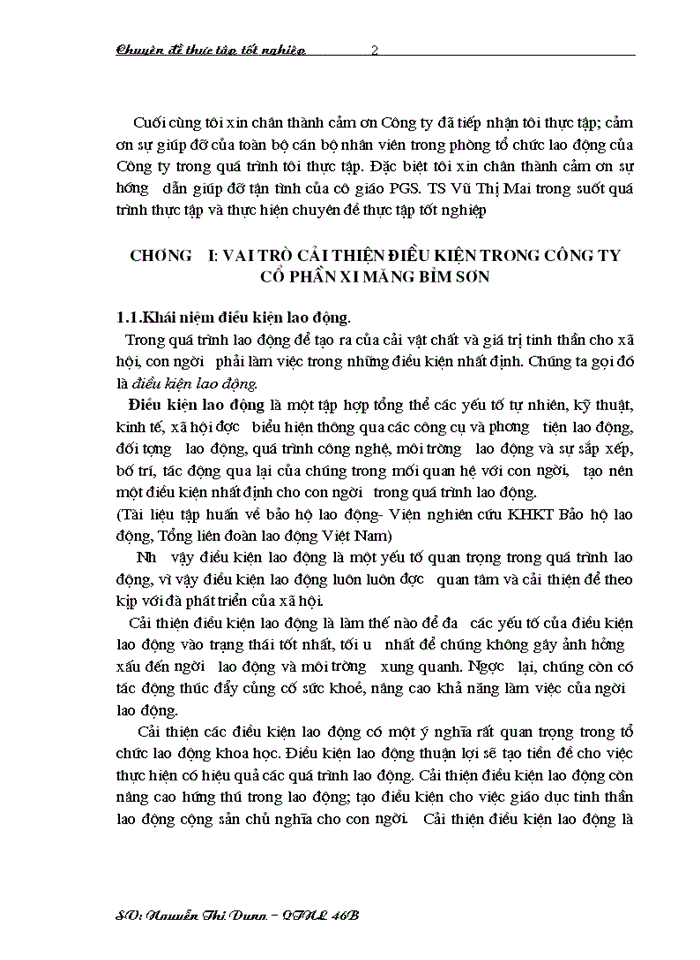 image for page Cải thiện điều kiện lao động trong công ty cổ phần xi măng Bỉm Sơn