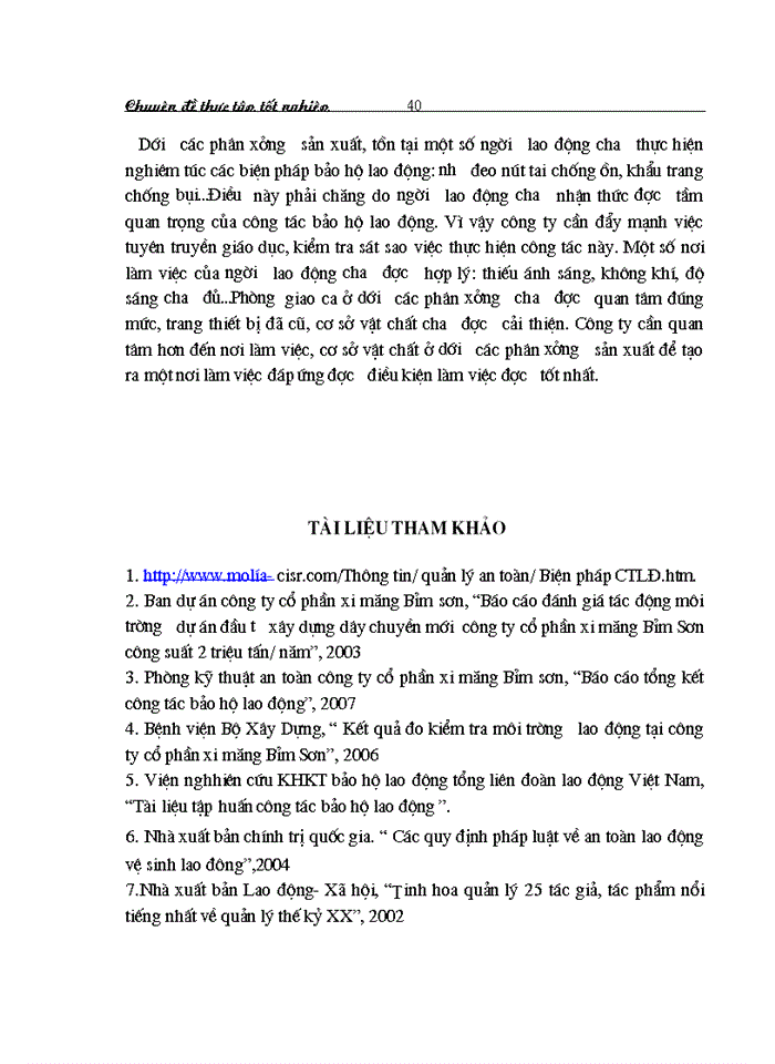 image for page Cải thiện điều kiện lao động trong công ty cổ phần xi măng Bỉm Sơn