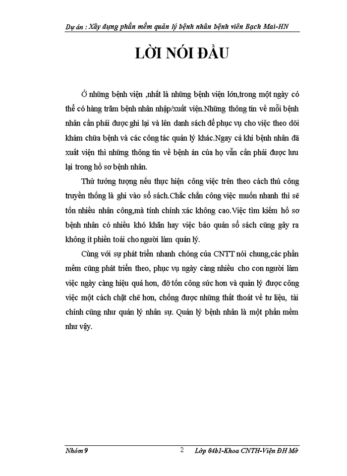 image for page Xây dựng phần mềm quản lý bệnh nhân bệnh viên Bạch Mai-HN