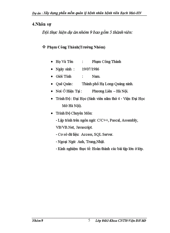 image for page Xây dựng phần mềm quản lý bệnh nhân bệnh viên Bạch Mai-HN