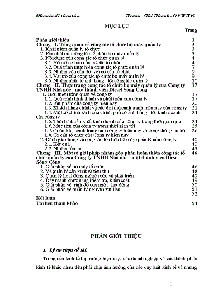 image for page Một số giải pháp nhằm góp phần hoàn thiện công tác tổ chức quản lý của Công ty TNHH Nhà nước một thành viên Diesel Sông Công