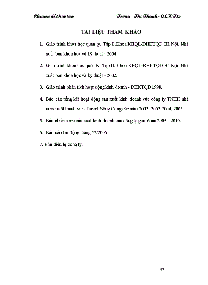 image for page Một số giải pháp nhằm góp phần hoàn thiện công tác tổ chức quản lý của Công ty TNHH Nhà nước một thành viên Diesel Sông Công