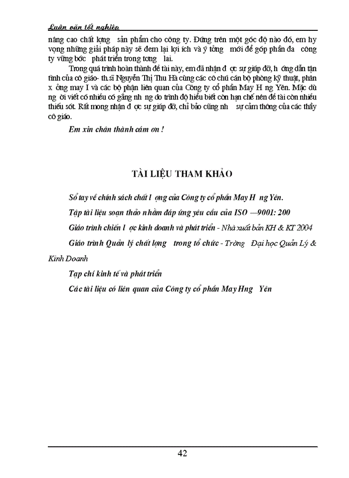 image for page Quản lý chất lượng sản phẩm ở Công ty cổ phần May Hưng Yên và một số giải pháp góp phần nâng cao chất lượng sản phẩm