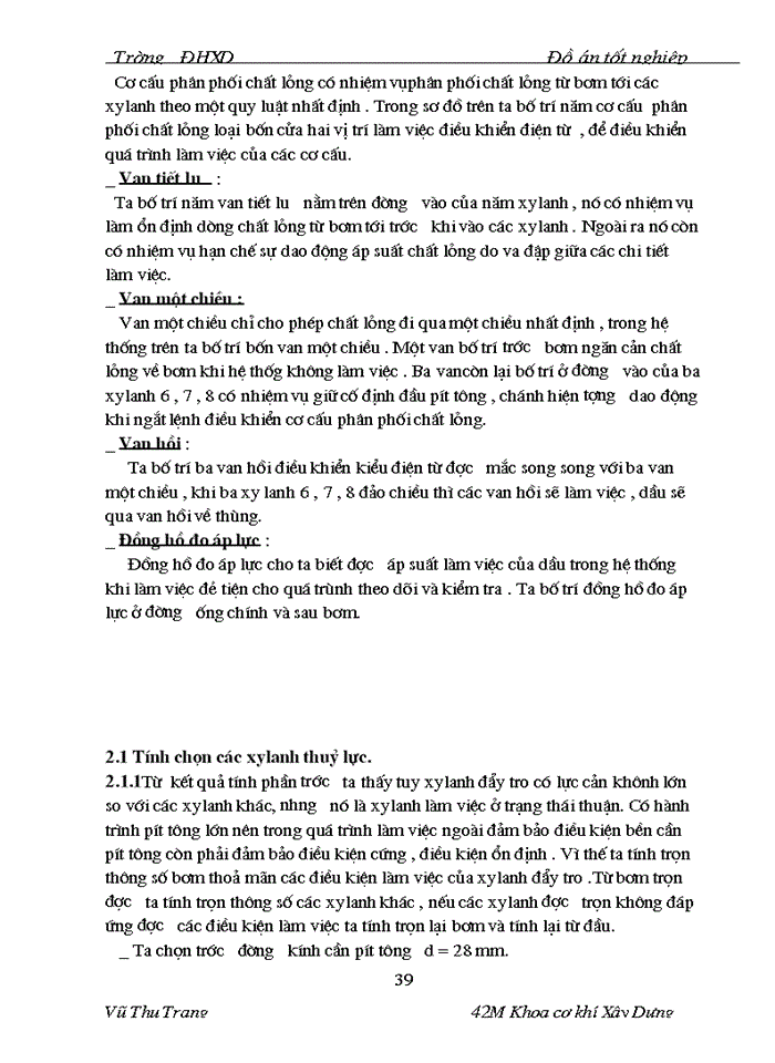 image for page Thiết kế hệ thống thủy lực dẫn động các cơ cấu