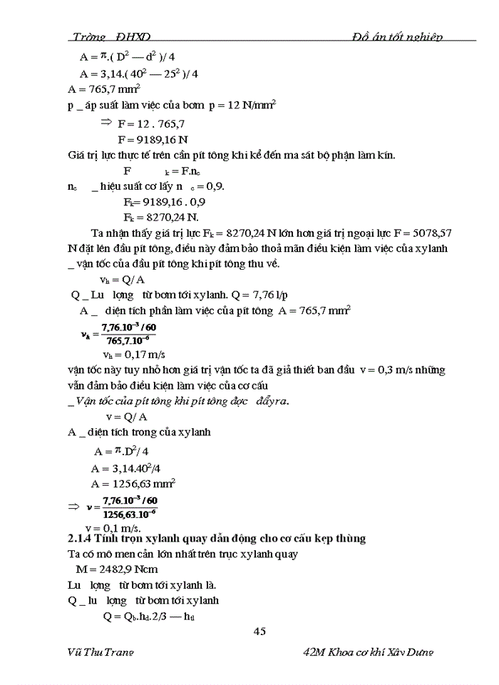 image for page Thiết kế hệ thống thủy lực dẫn động các cơ cấu