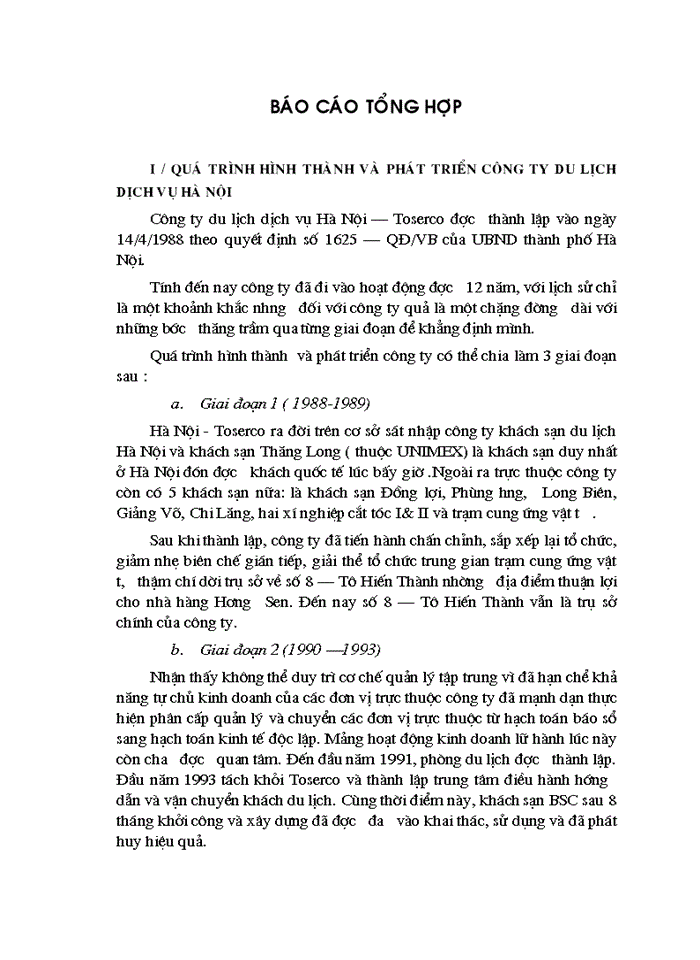 image for page Quá trình hình thành và phát triển công ty du lịch dịch vụ Hà Nội