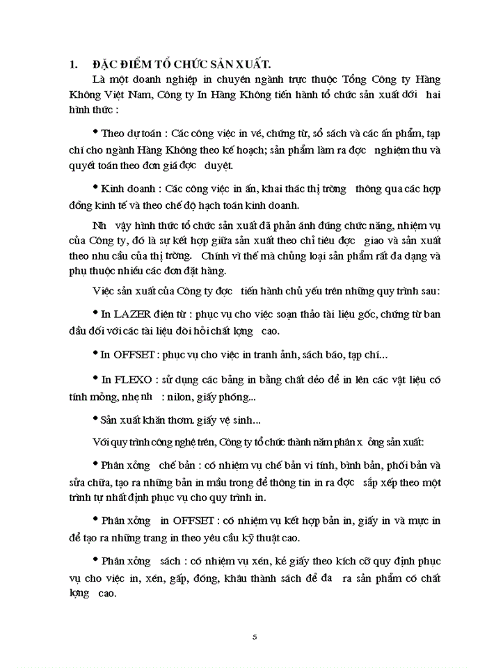 image for page Đặc điểm tổ chức sản xuất và quy trình công nghệ sản xuất sản phẩm ở Công ty Hàng Không