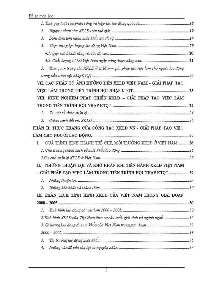 THỰC TRẠNG CỦA CÔNG TÁC XKLĐ VN - GIẢI PHÁP TẠO VIỆC LÀM CHO NGƯỜI LAO ĐỘNG.