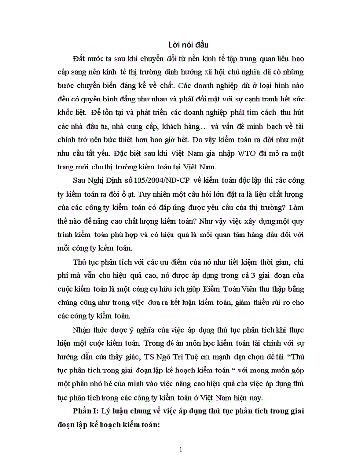 image for page Thủ tục phân tích trong giai đoạn lập kế hoạch kiểm toán