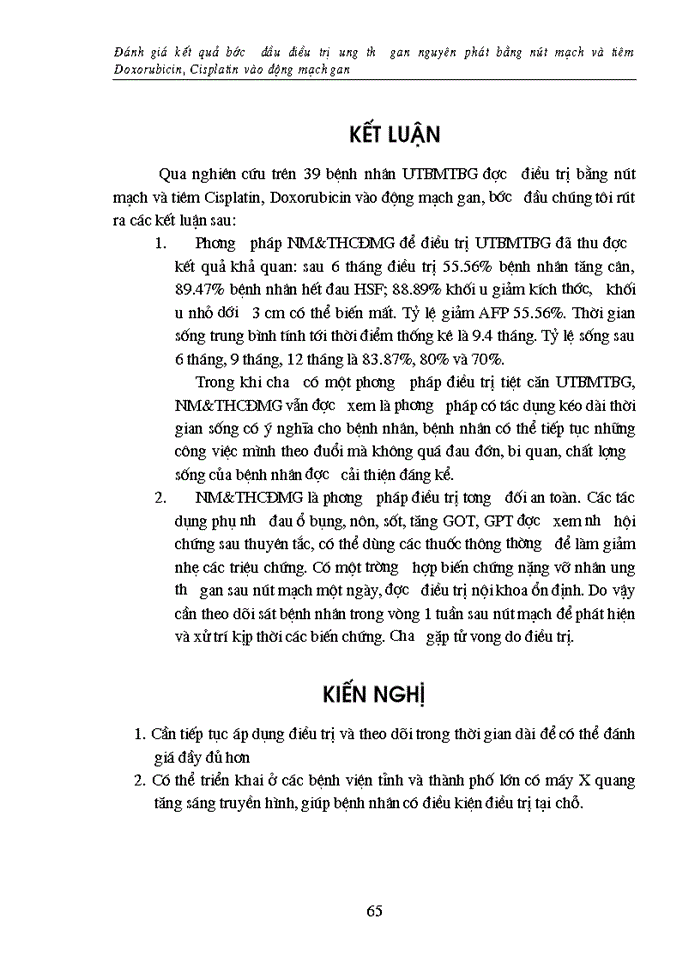 image for page Đánh giá kết quả bước đầu điều trị ung thư gan nguyên phát bằng nút mạch và tiêm Doxorubicin, Cisplatin vào động mạch gan