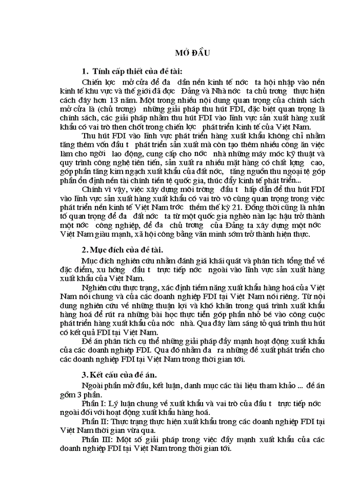 Một số giải pháp trong việc đầy mạnh xuất khẩu của các doanh nghiệp FDI tại Việt Nam trong thời gian tới
