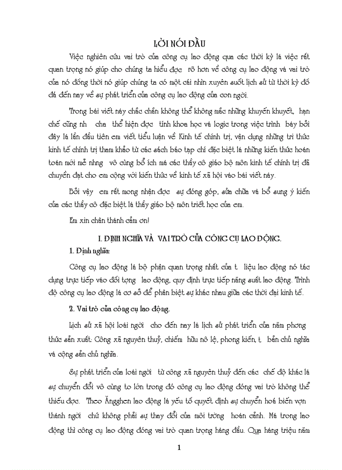 image for page Vai trò của công cụ lao động