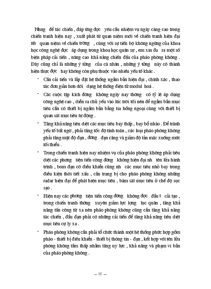 image for page Với vai trò là sinh viên công nghệ em có ý kiến gì để nâng cao khả năng chiến đấu của pháo phòng không