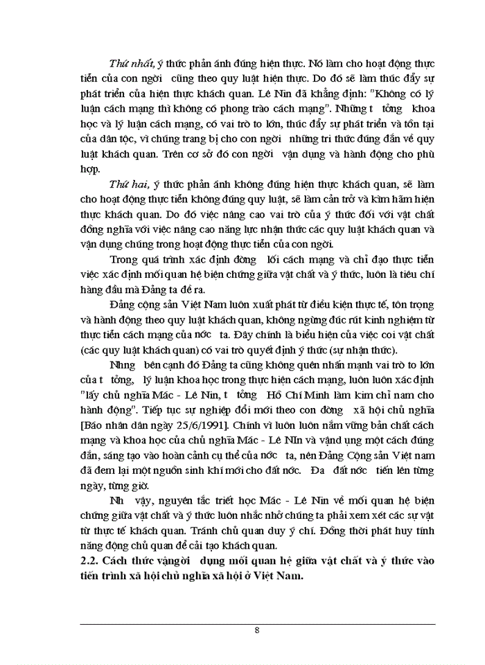 image for page Mối quan hệ giữa vật chất và ý thức vận dụng vào hoạt động thực tiễn trong sự nghiệp xây dựng chủ nghĩa xã hội ở nước ta hiện nay