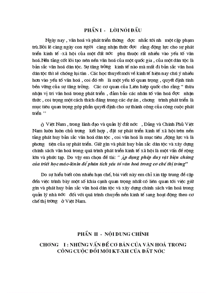 image for page Áp dụng phép duy vật biện chứng của triết học mác-lênin để phân tích yếu tố văn hoá trong cơ chế thị trường